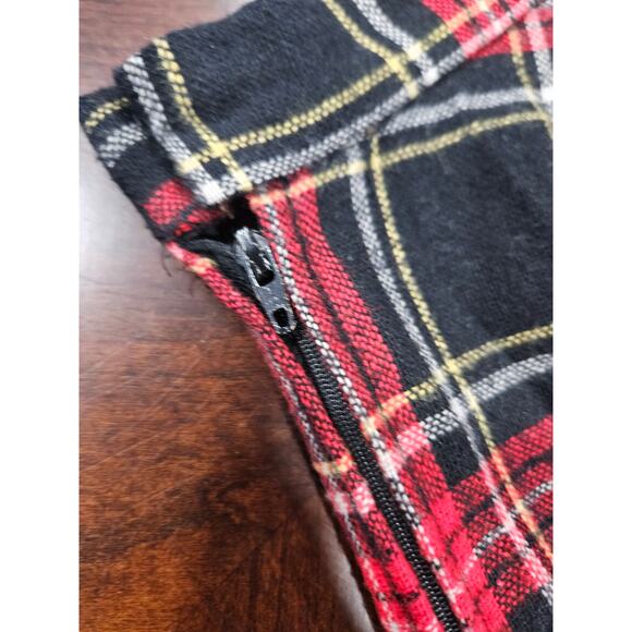 Vintage Tartan Red Black Plaid Long Maxi Pleated Wool Skirt Size 10 Yellow - Picture 6 of 6